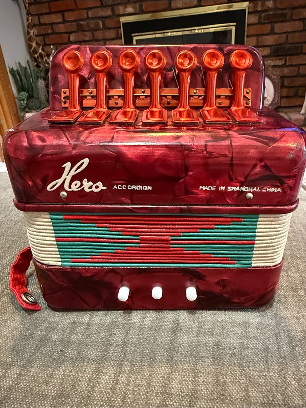 Vintage Hero Red Vintage Accordion with Turquoise Accent